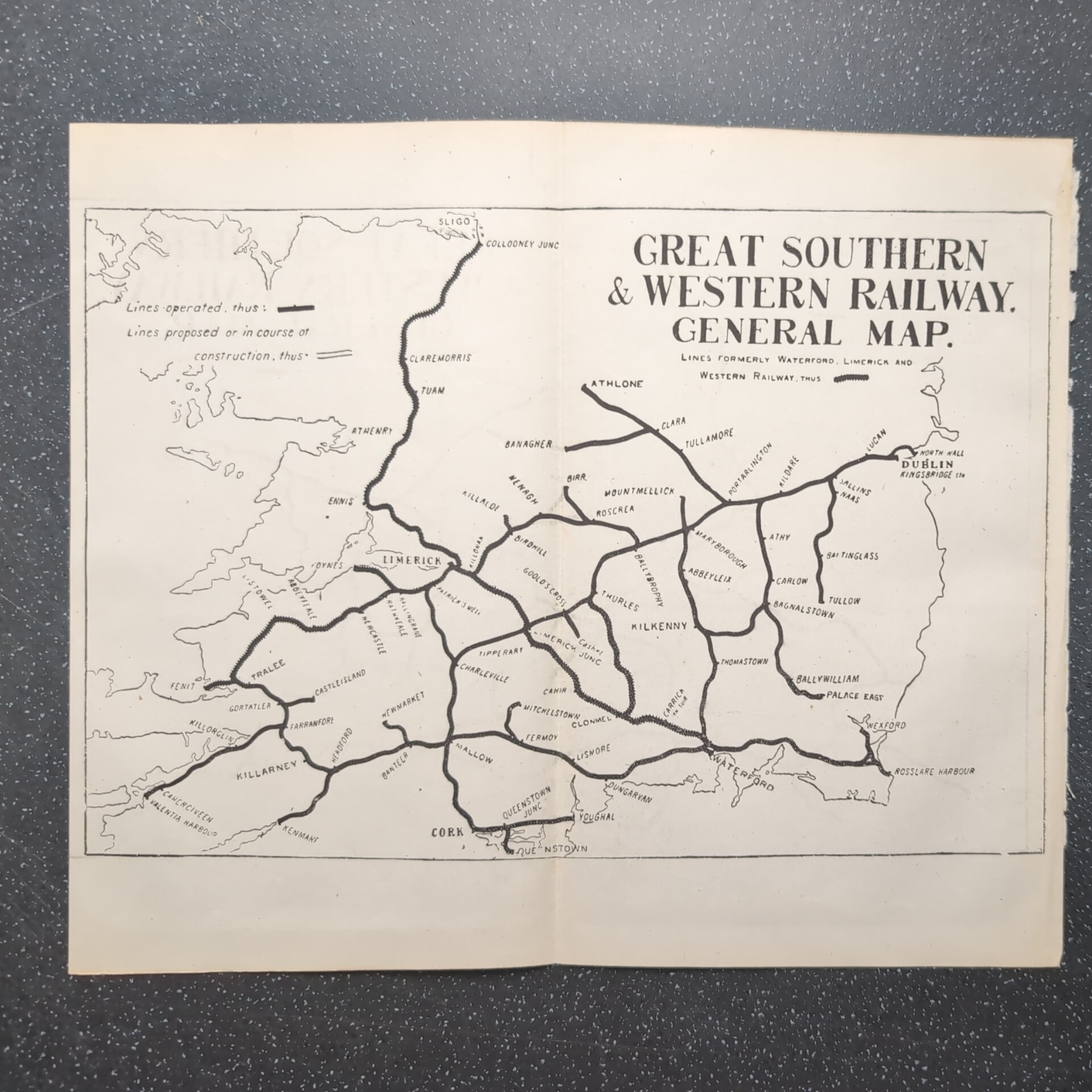 Original 1919 Map Of Great Southern and Western Railway General Map