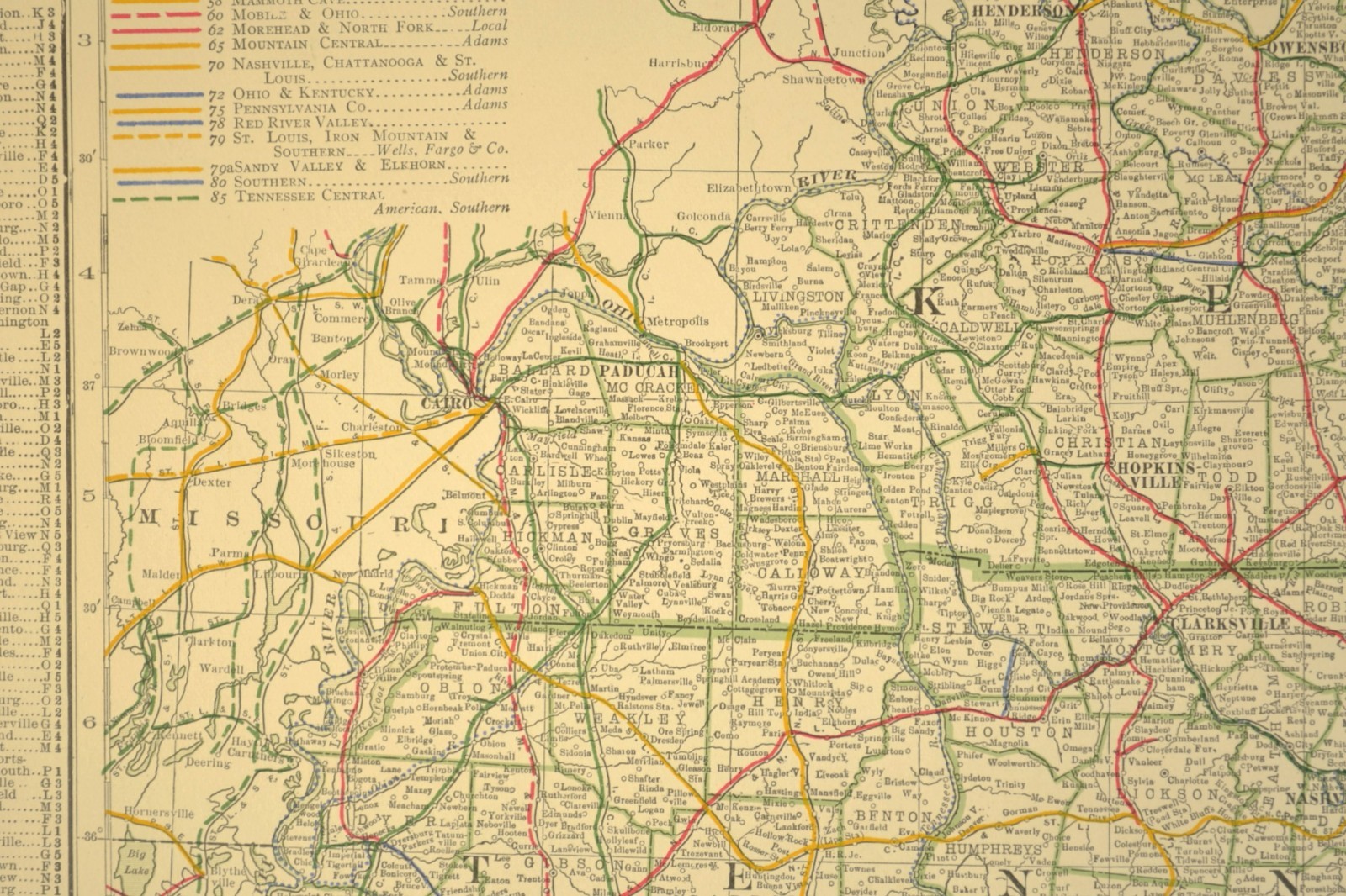 1914 Antique Map of KENTUCKY Railroads Map TENNESSEE ORIGINAL Atlas Map DATED
