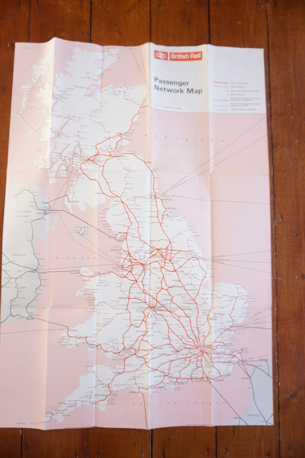 Jan 1968 British Rail Passenger Network Railway Map London Midland Region