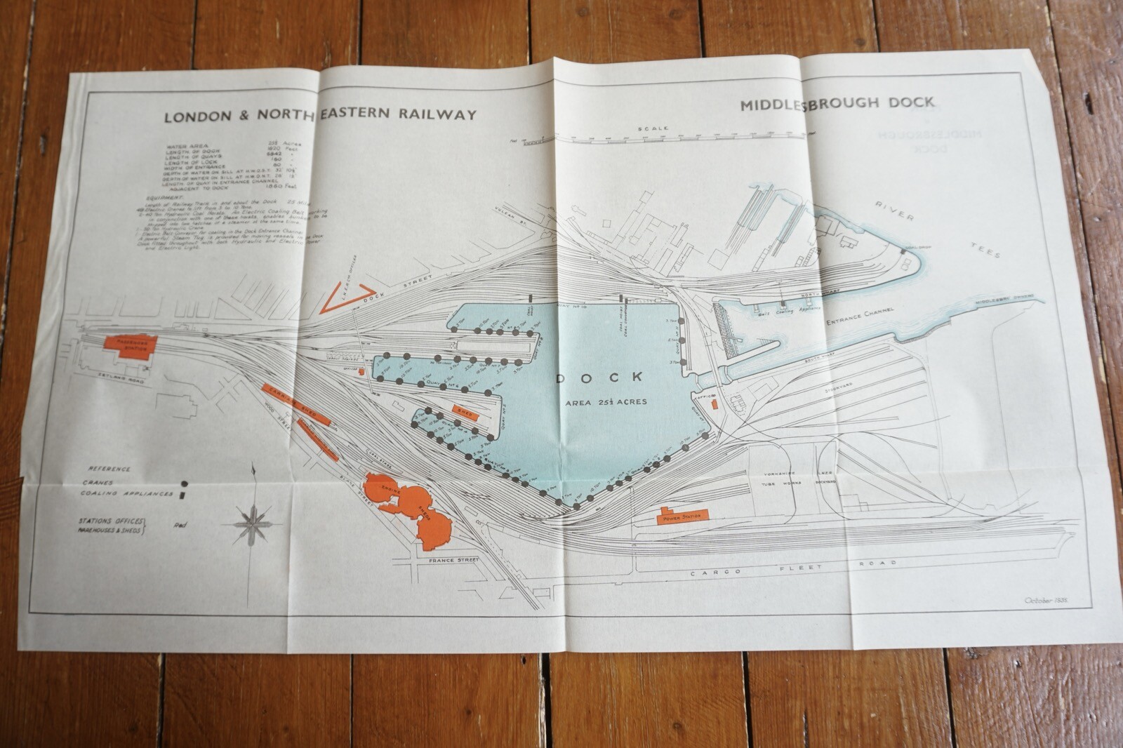 1935 LNER Middlesborough Docks Railway Plan Map