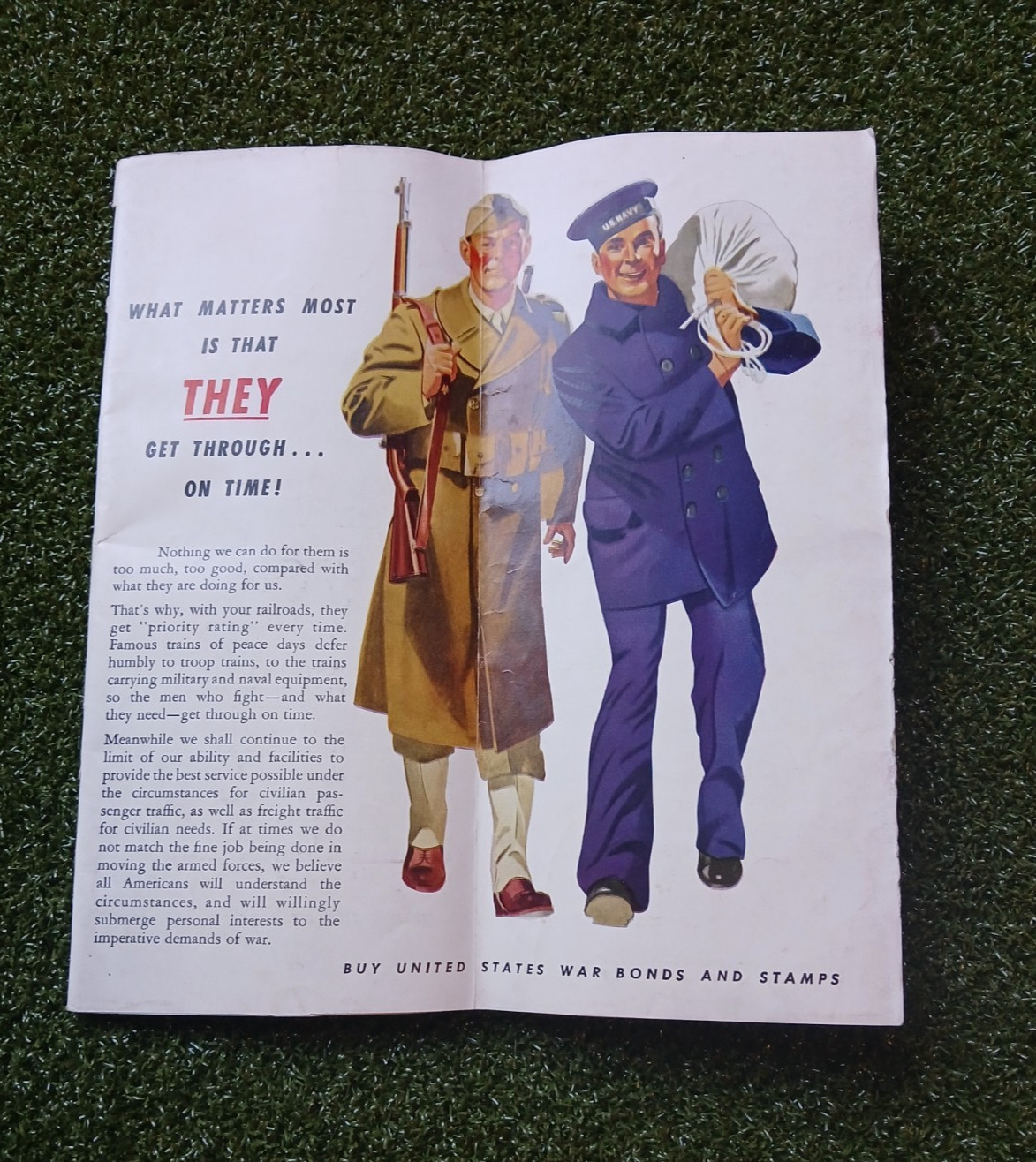 1943 WW2 Pennsylvania Railroad Schedule Map Booklet, Uncle Sam, War Bonds