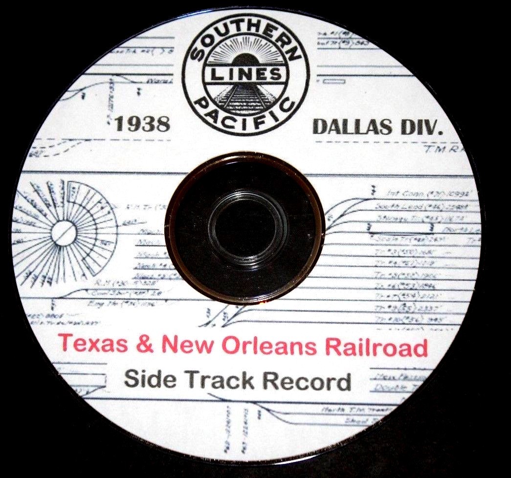Texas & New Orleans T&NO 1938 Dallas Division Side Track Record Pages on DVD