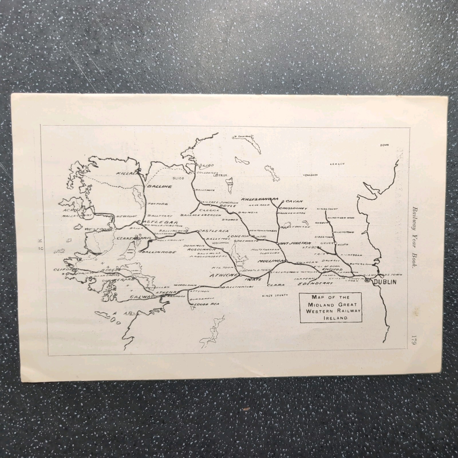 Original 1900 Map Of Midland Great Western Railway Ireland General Map