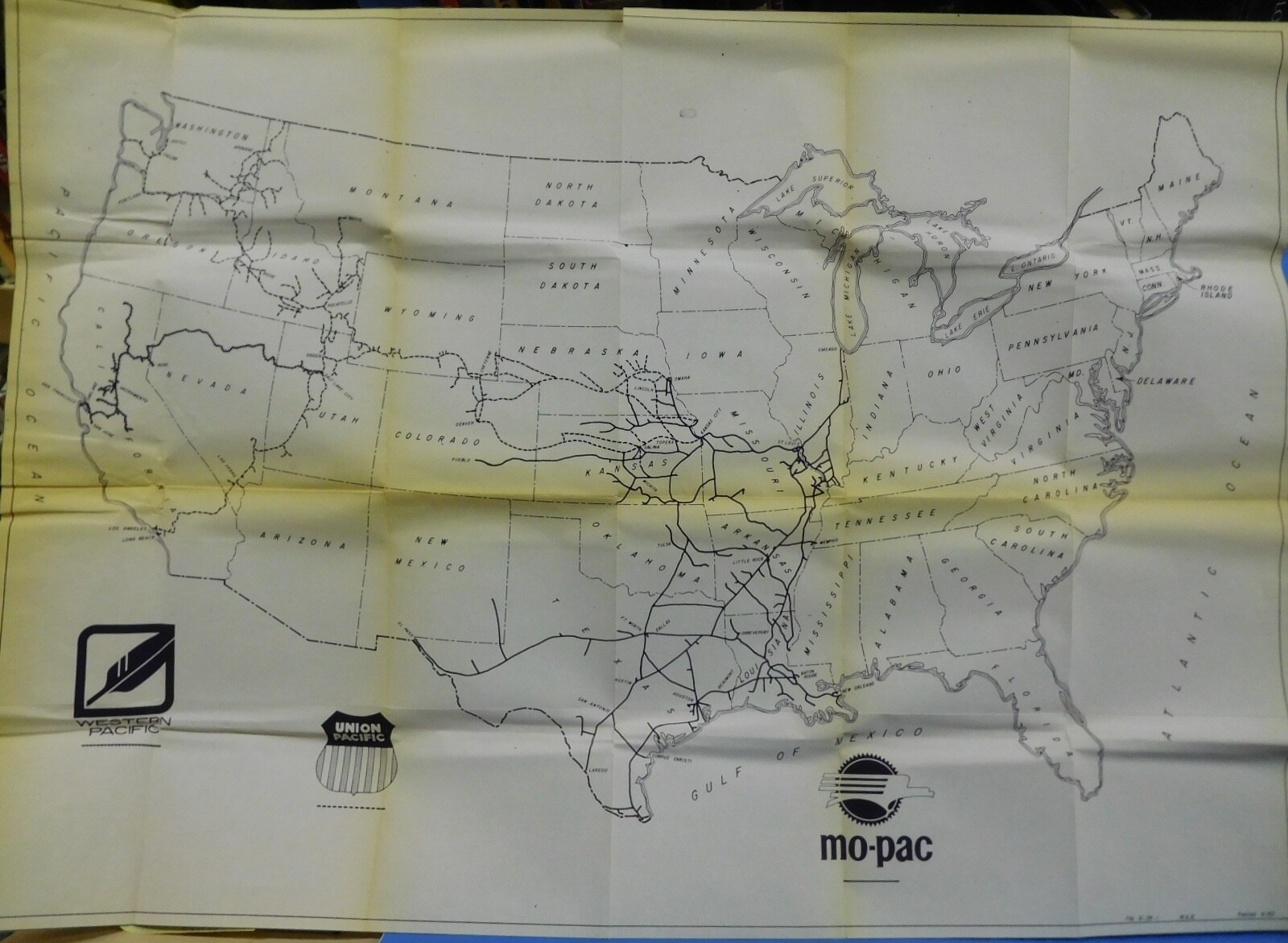 MAP Western Pacific Lines and Connections 1980 Map