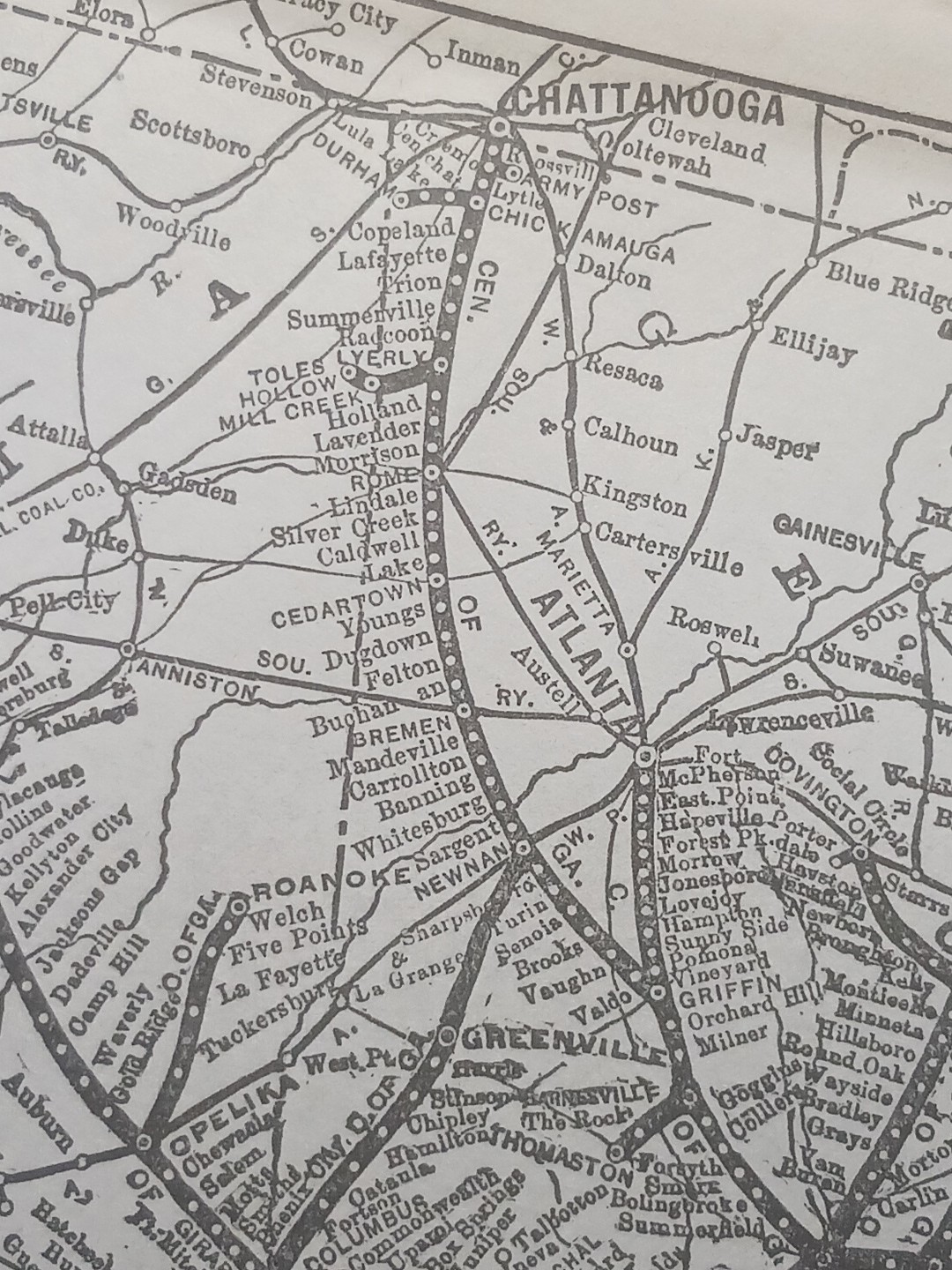 ~1906 Railroad Train Route Map CENTRAL OF GEORGIA RAILWAY all Lines Stations