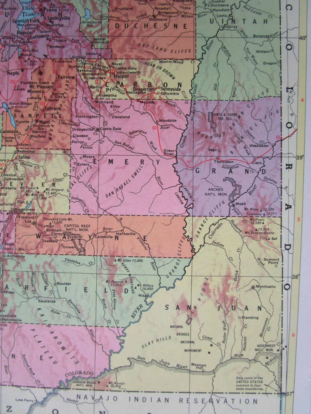 TX UT 1958 TEXAS RAILROAD MAP. PARIS & MT PLEASANT RR ~or~ UTAH 1950s
