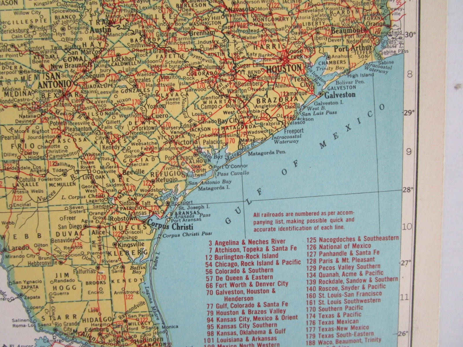 TX UT 1949 TEXAS RAILROAD Map NACOGDOCHES S’EASTRN RR or UTAH 1940s Post WWII