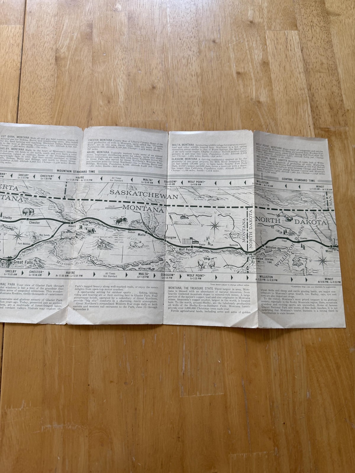 Vintage Great Northern Railway Empire Builder Route Map Brochure Black White USA