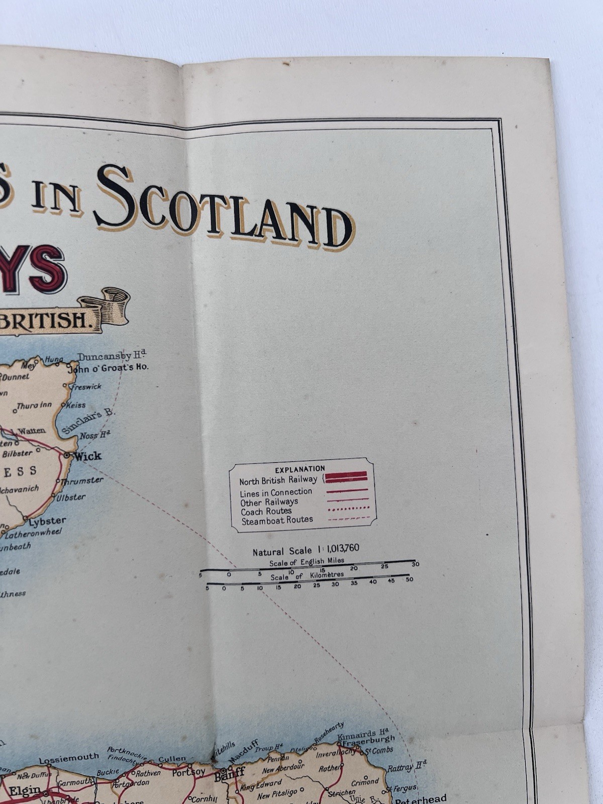 East Coast Railways Map Scotland Rail Coach Steamboat Tours W&A.K Johnston 1910s