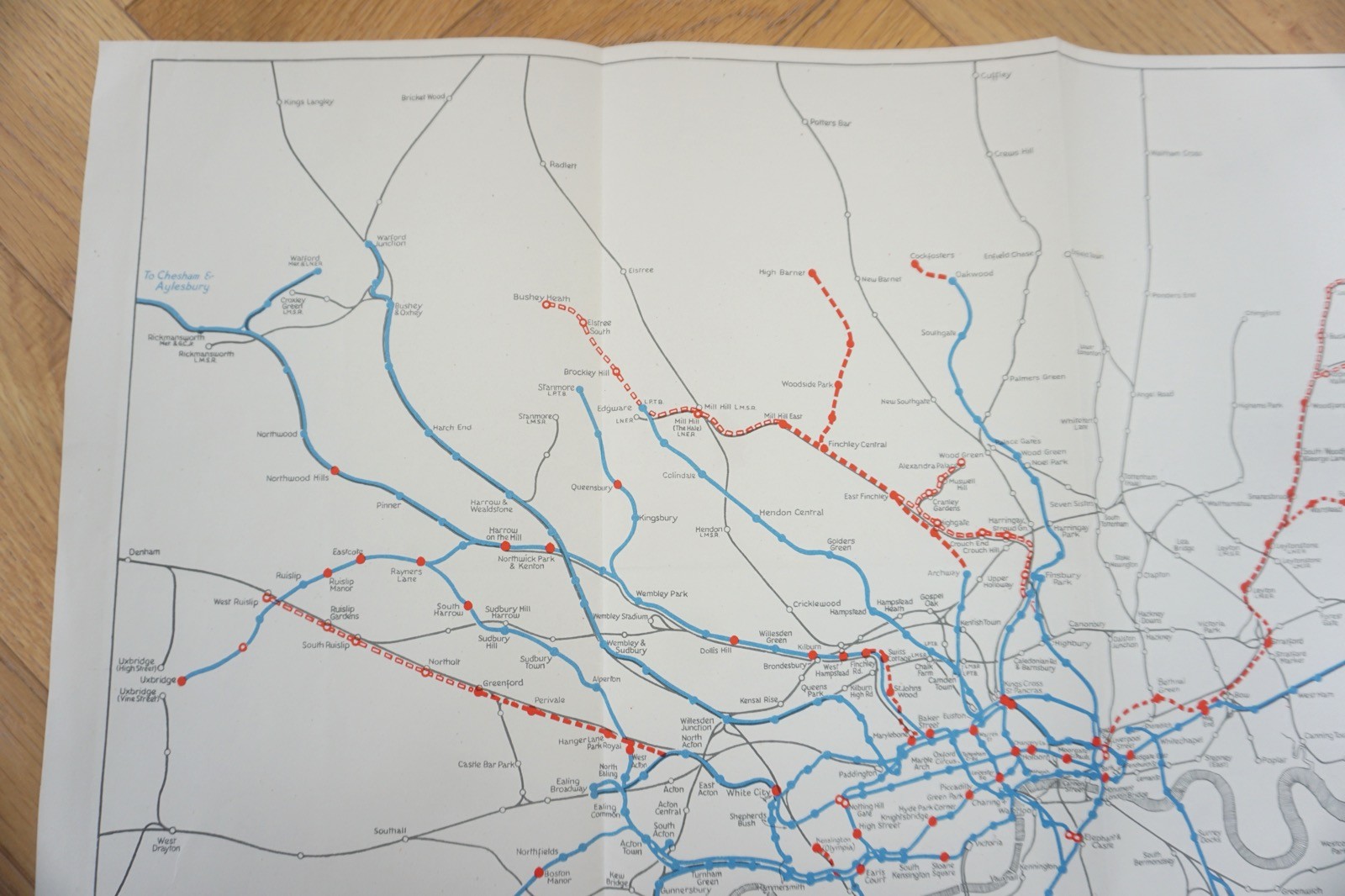 1947 London Passenger Transport Board LPTB Railway Map