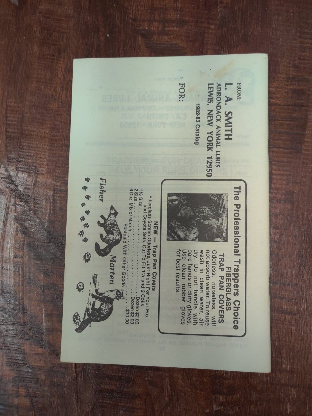 Vintage Trapping Supply Catalog Adirondack Animal Lures Lewis New York 1982-83