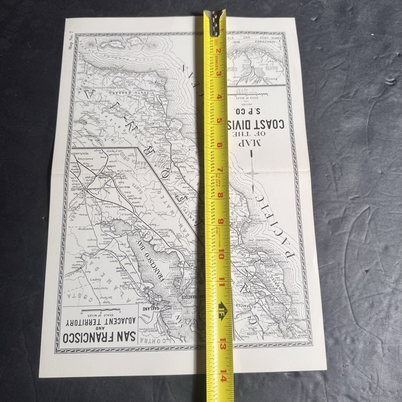 Vtg Southern Pacific Railroad Double Sided Map Coast & San Joaquin Div Map 7 & 8