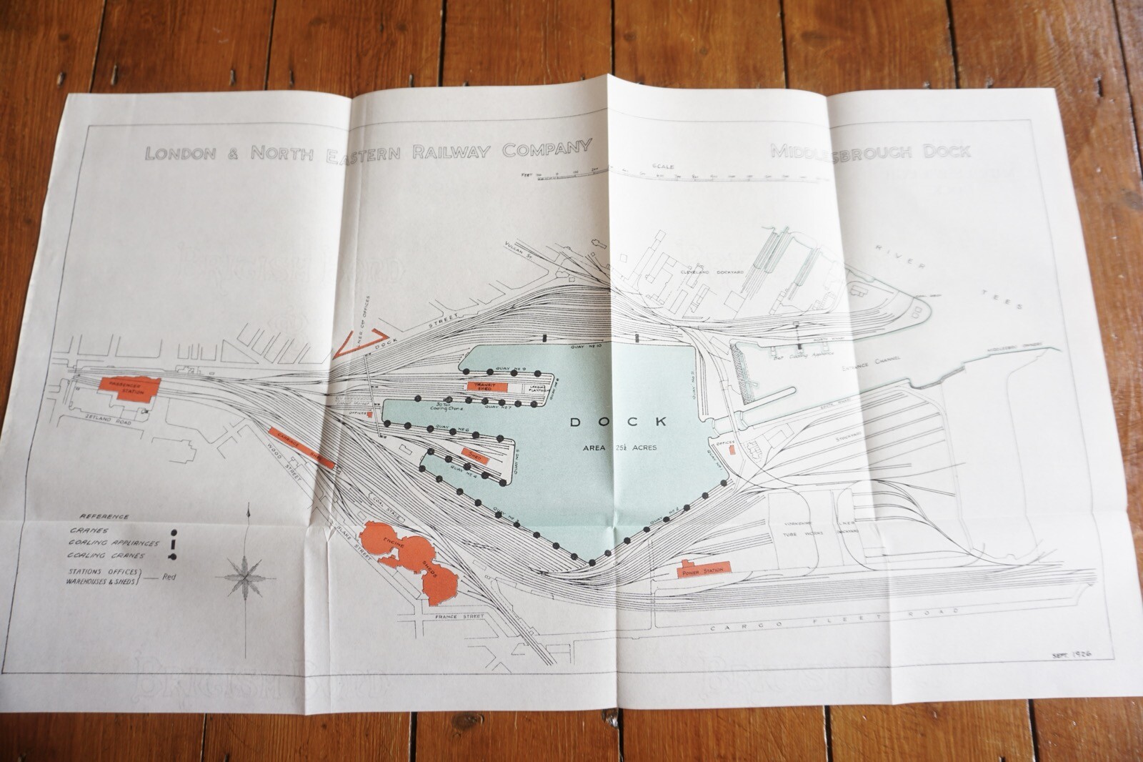 1927 LNER Middlesborough Docks Railway Plan Map