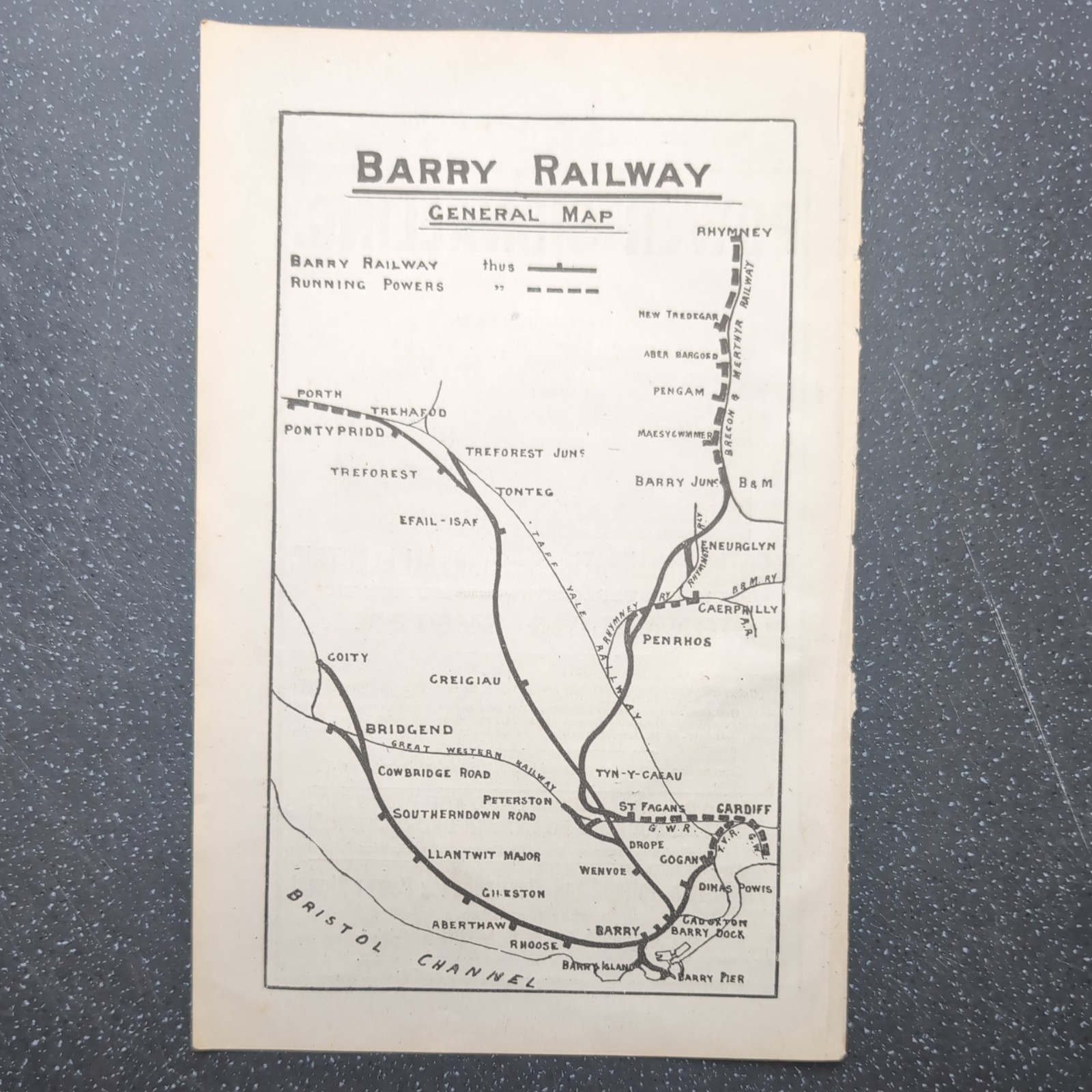 Original 1919 Map Of Barry Railway General Map
