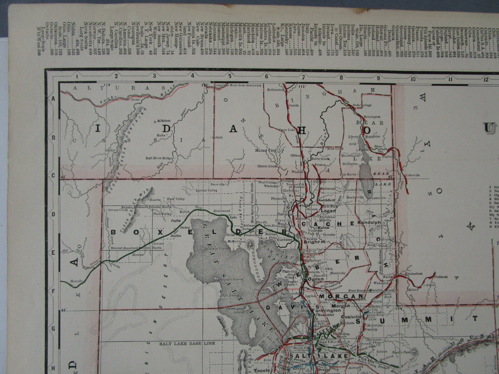 UT 1897 UTAH CRAM STEAM RAILROAD Map. Cram. OGDEN & HOT SPRINGS RR; SP; UP