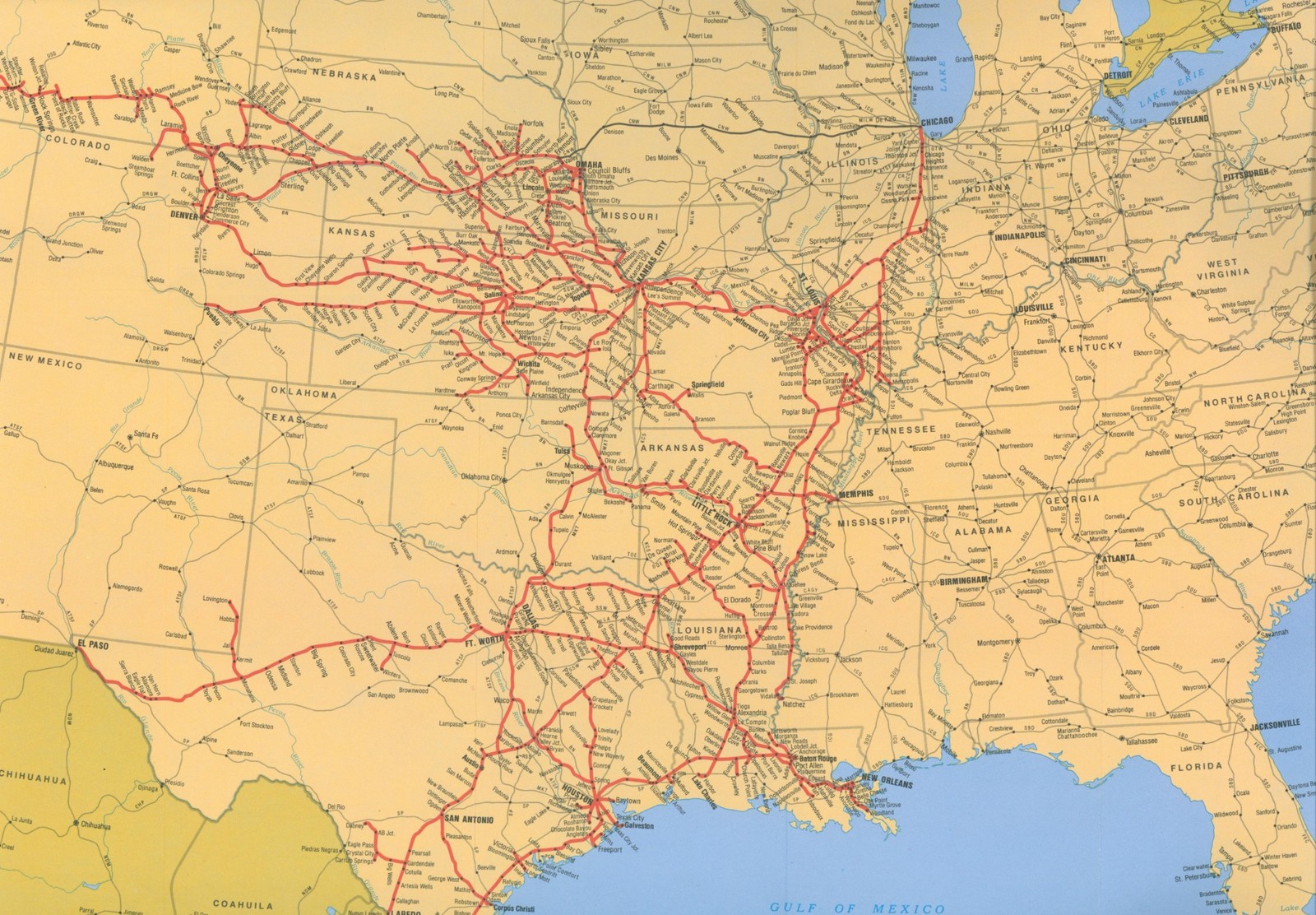 1984 Union Pacific Missouri system Map Route Stations UPRR MPRR Train Rail USA