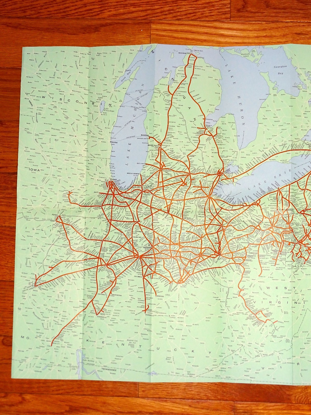 1970 Railroad System Map of Penn Central Transportation Company NOS