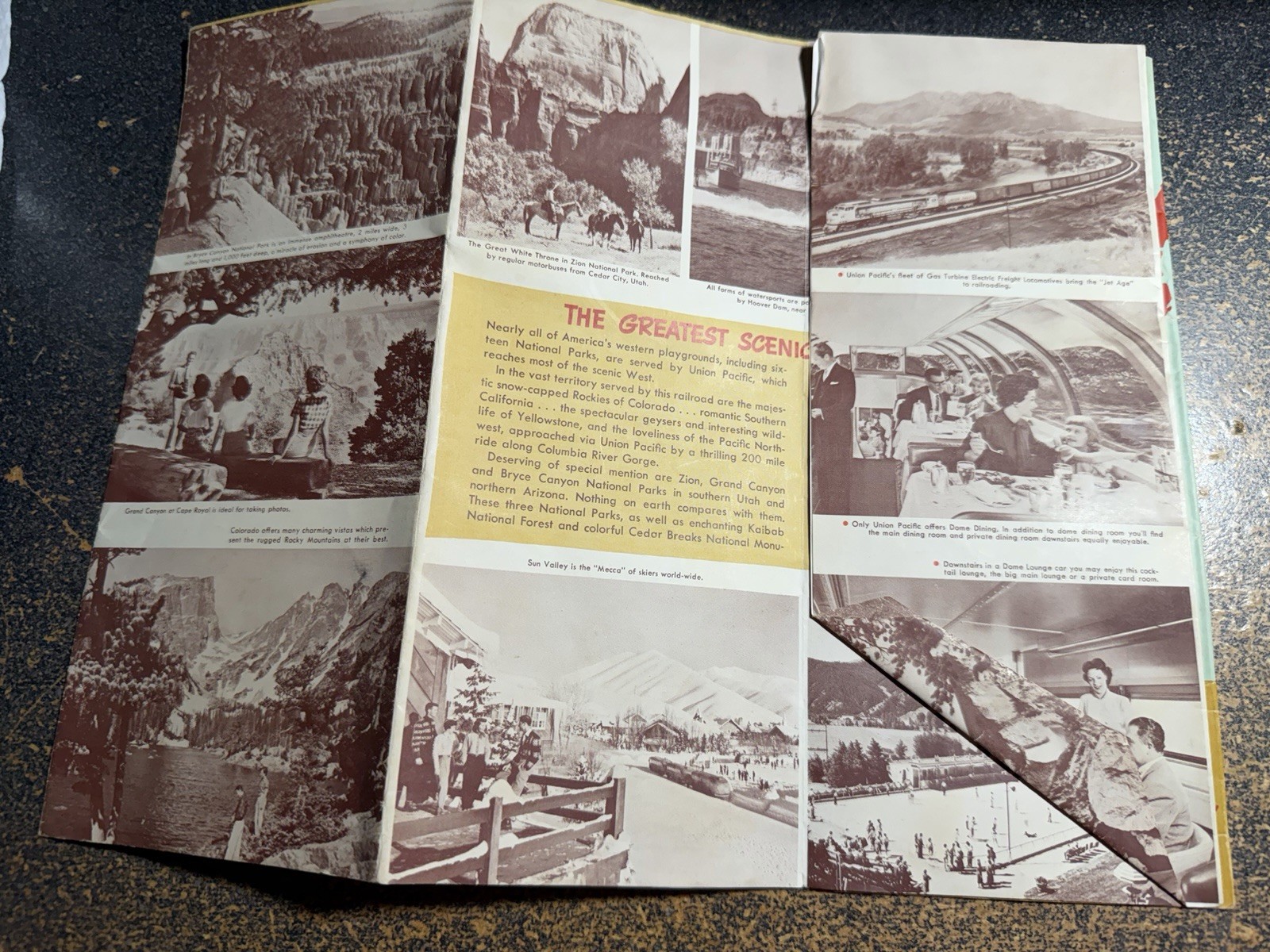 Vintage 1950s Union Pacific Railroad Map of the United States with Photos