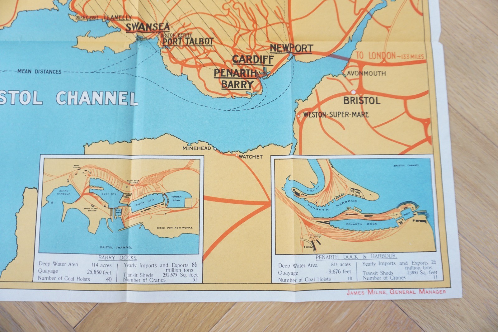 1932 GWR The South Wales Seaboard Harbour & Docks Railway Map