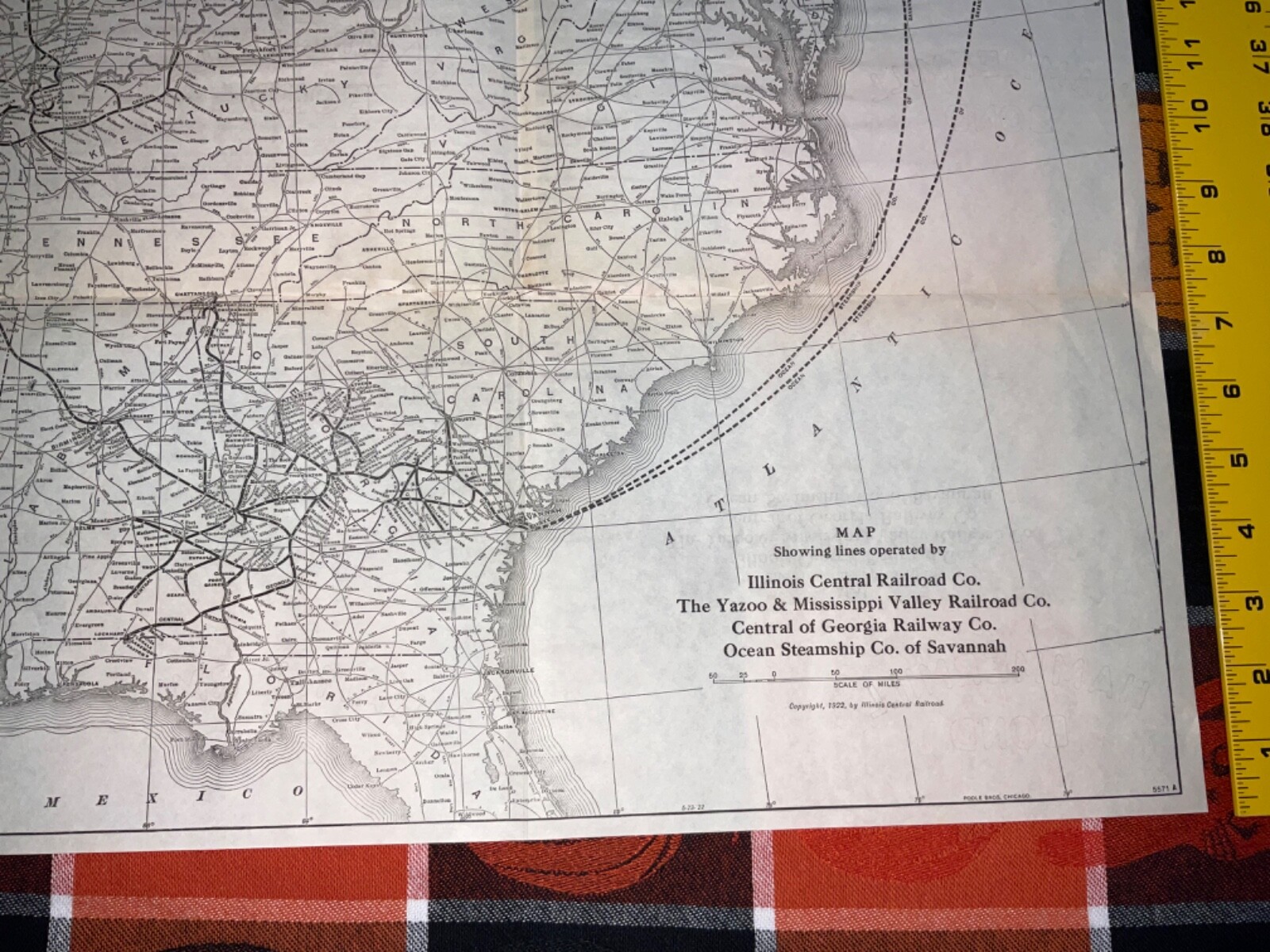 1922 Illinois Central Railroad Map & Gazetteer map page Yazoo Mississippi Valley