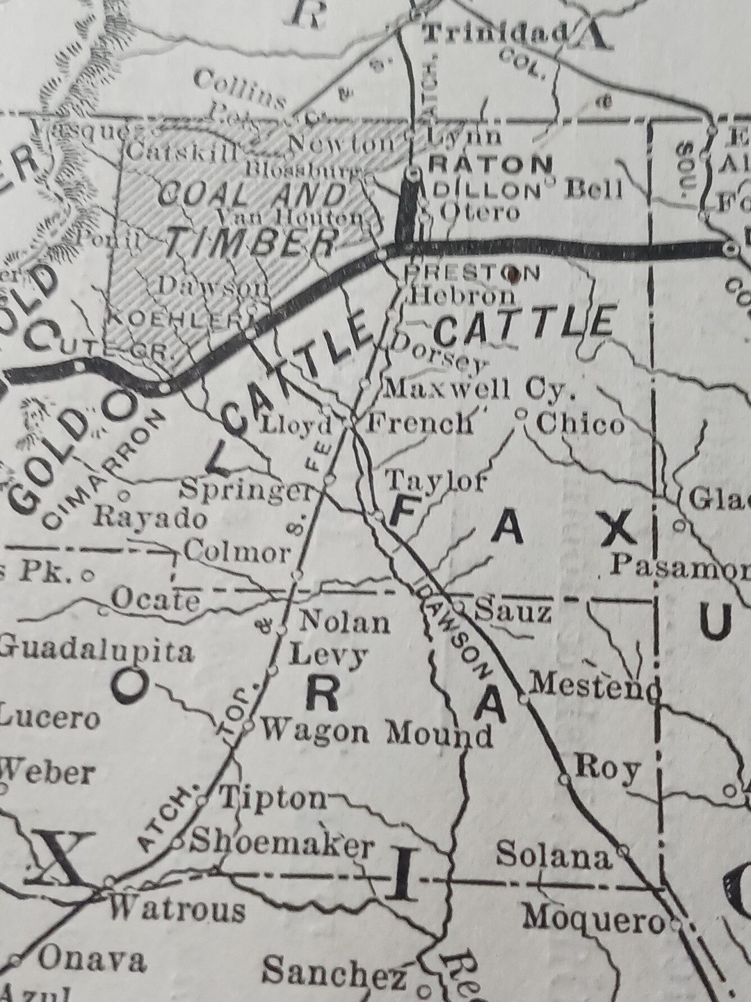 1905 Map ST LOUIS ROCKY MOUNTAIN & PACIFIC RAILROAD Coal Timber Gold New Mexico