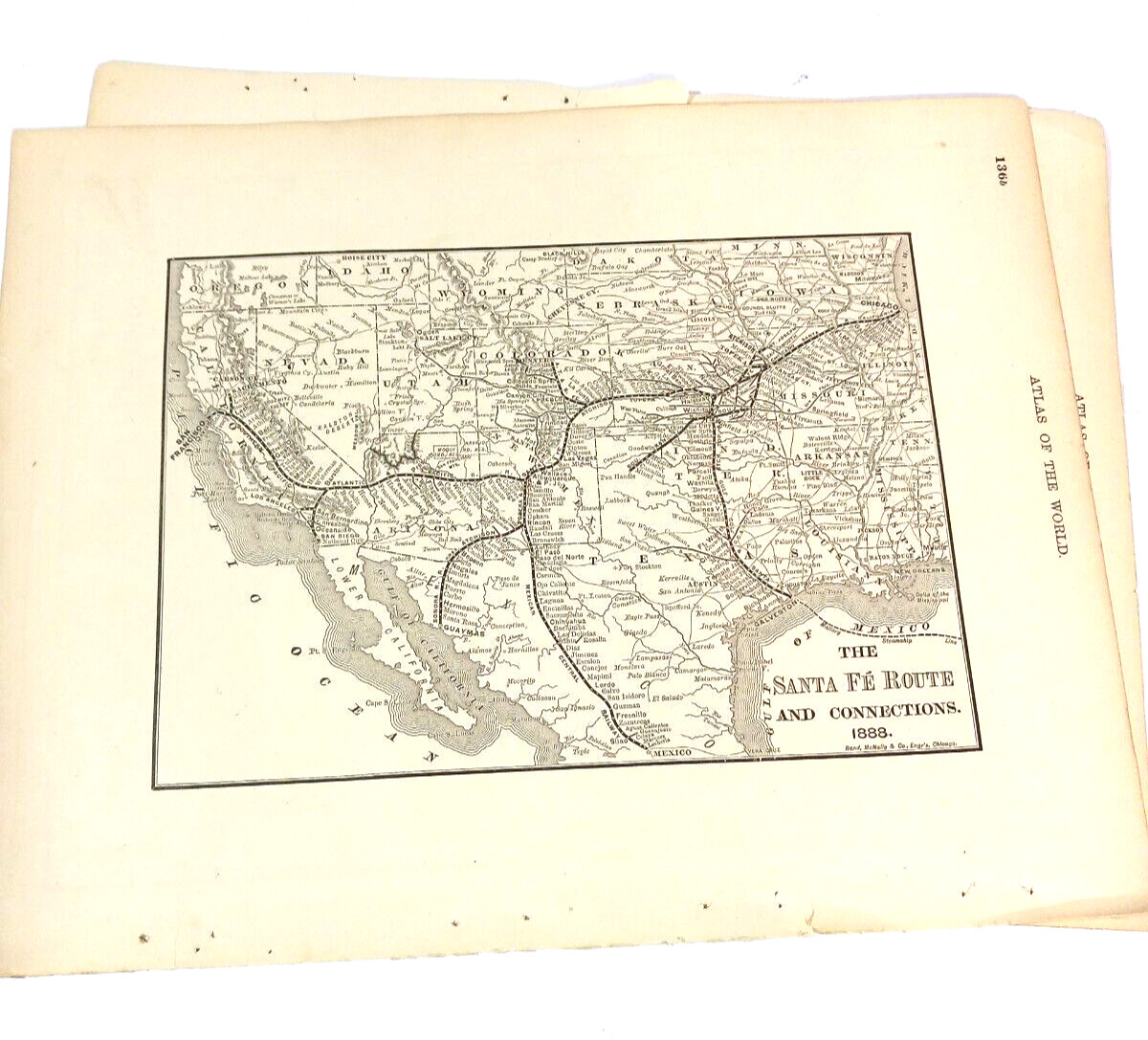 Antique Railroad Routes Maps Santa Fe Missouri Pacific Union Pacific Atlas page