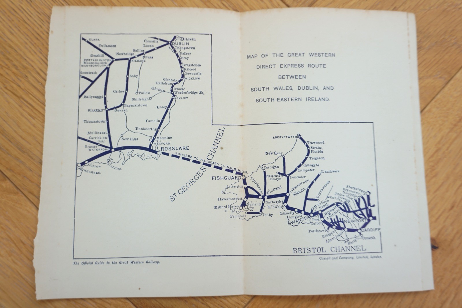 1909 GWR Dublin Ireland & South Wales Original Railway Map