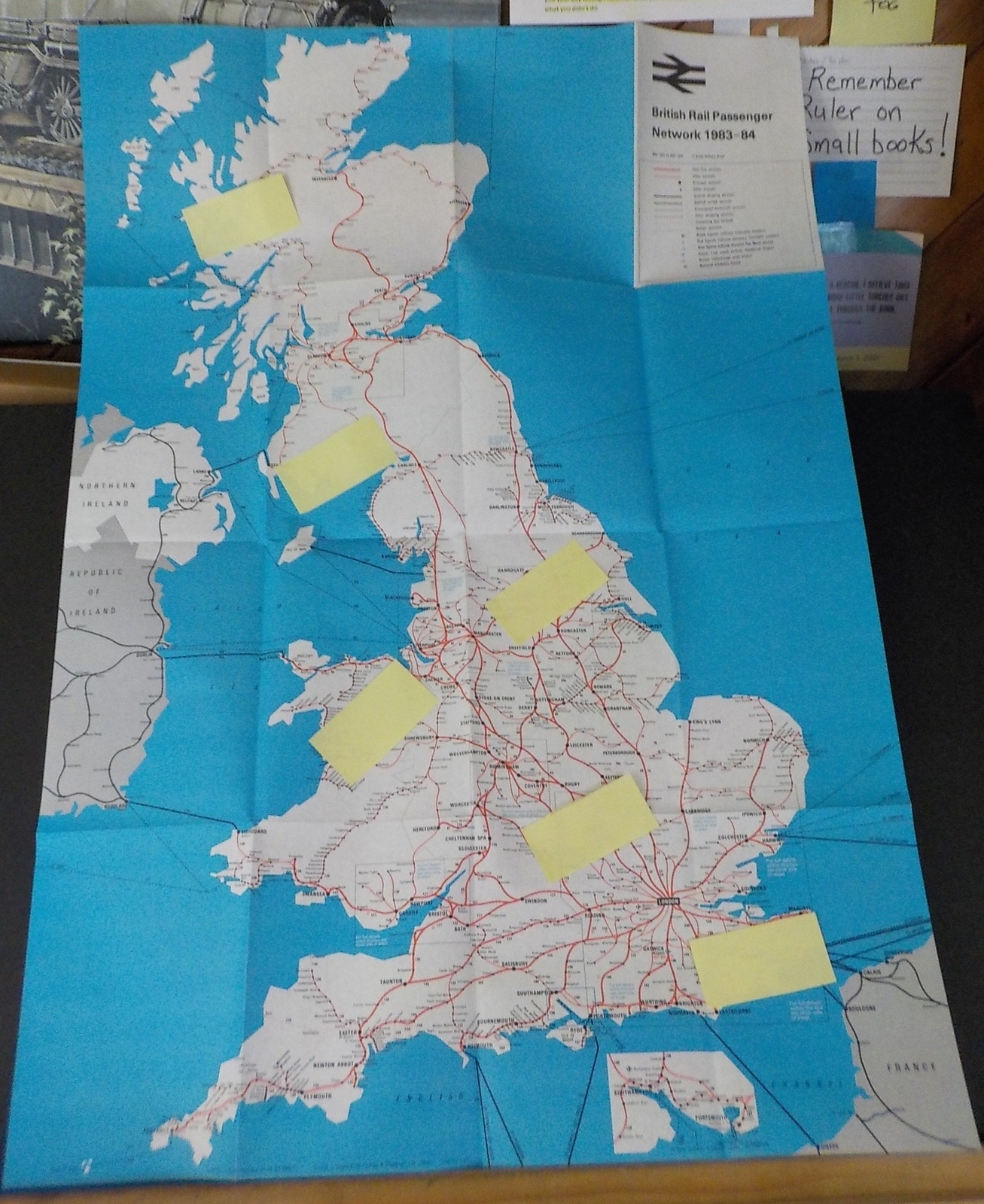 Map British Rail Passenger Network 1983-1984 International Passenger Network