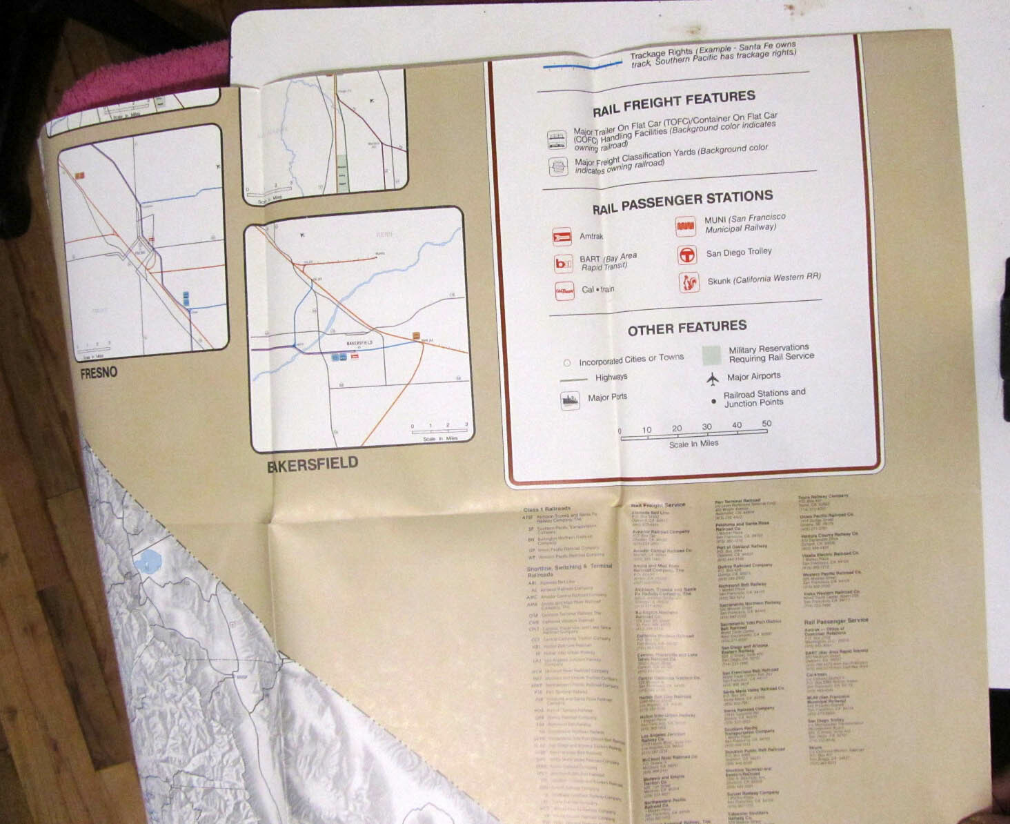 California Railroad Map Poster 35×46 1982 folded in great shape