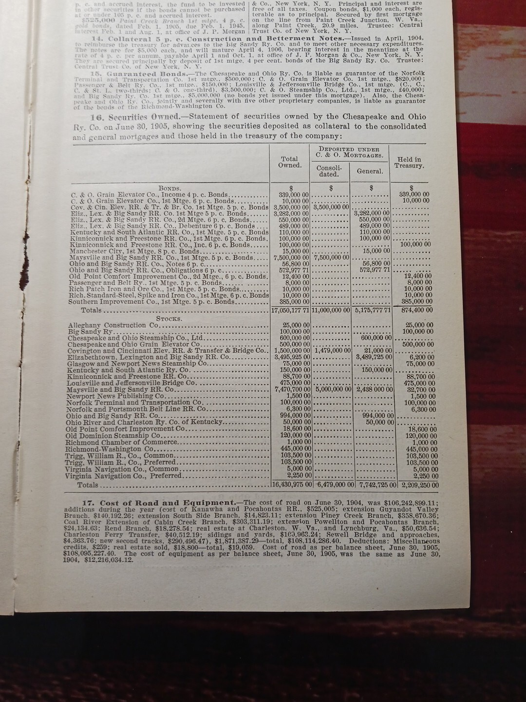1906 Train Route Map + Report CHESAPEAKE & OHIO RAILROAD Rosney VA Ansted WV