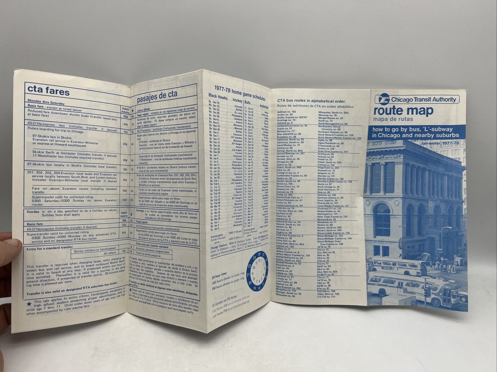 1977-78 Fall-Winter CHICAGO TRANSIT AUTHORITY CTA ROUTE MAP Train L Subway Bus