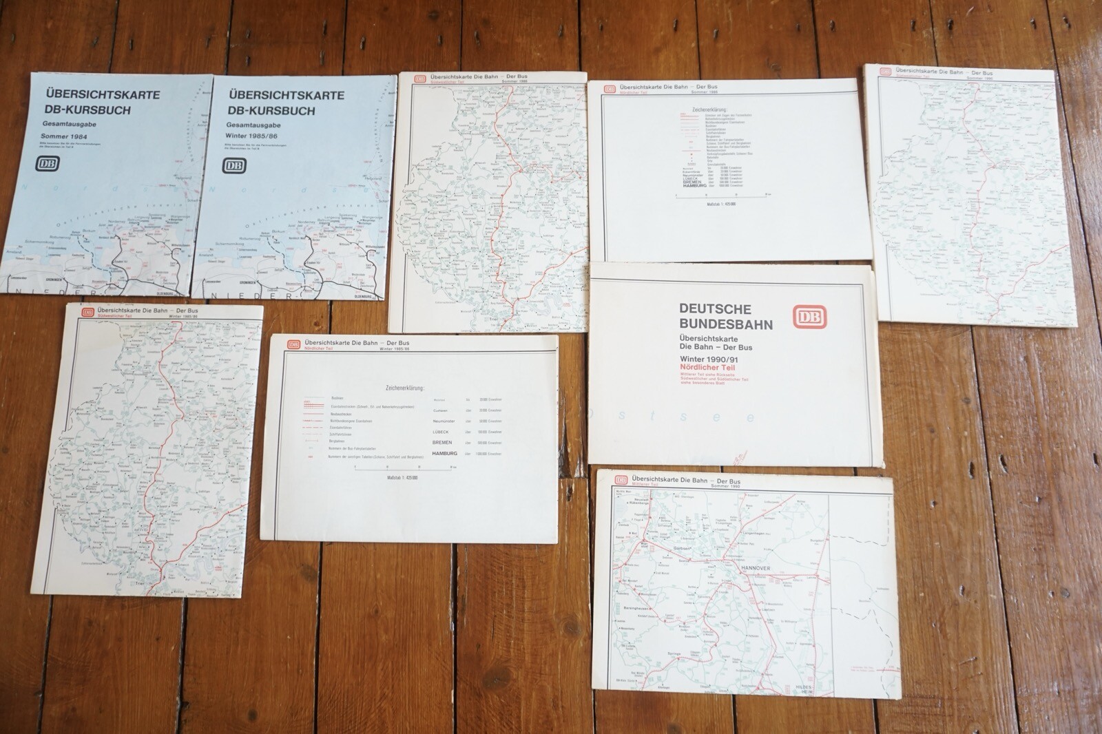 1984 – 1991 Germany Deutsche DB Railway Bus Map Collection Railwayana