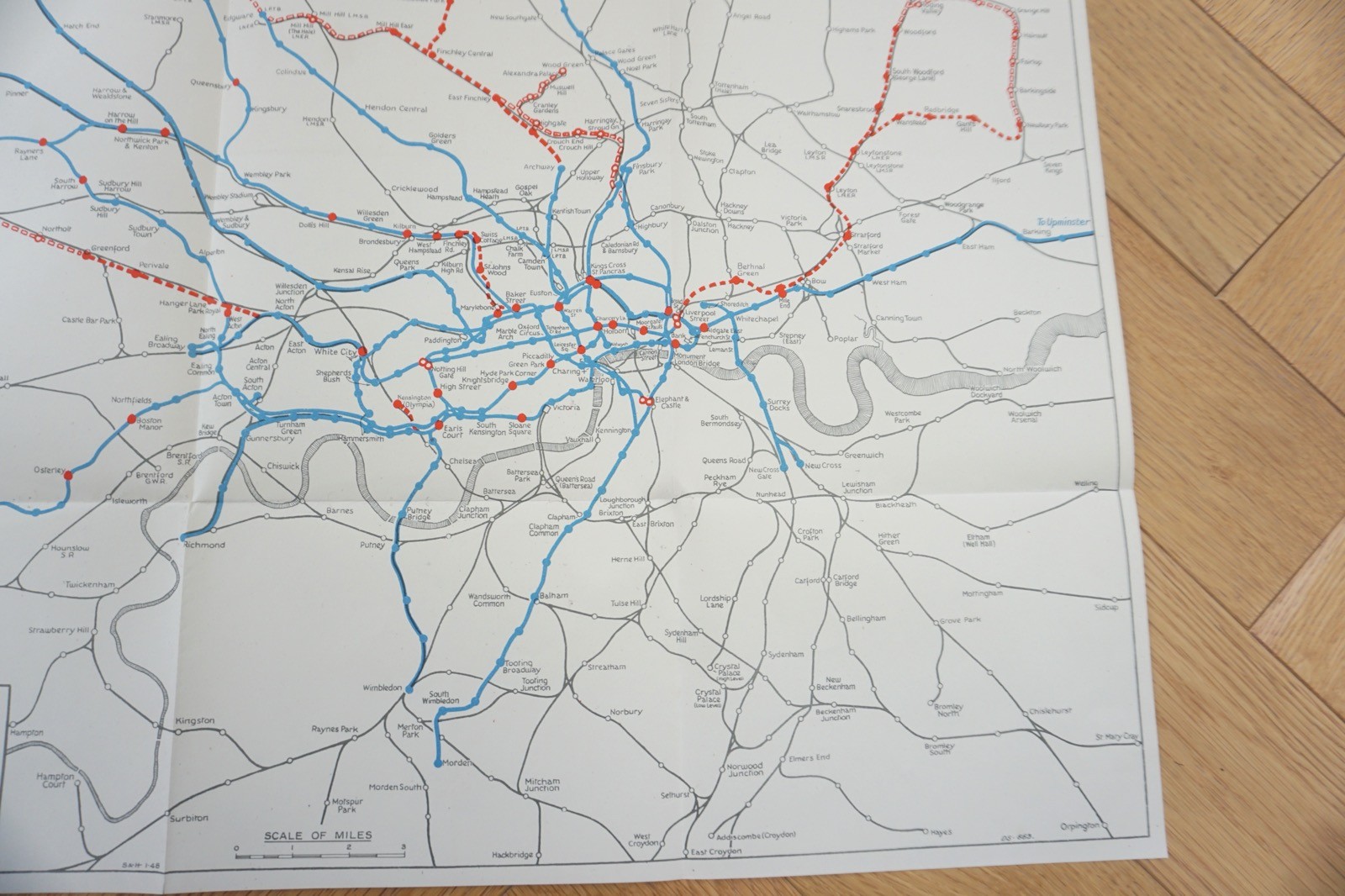 1947 London Passenger Transport Board LPTB Railway Map