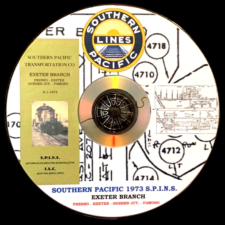 Southern Pacific RR 73 Exeter Branch Fresno-Goshen Jct + SPINS PDF pages on DVD