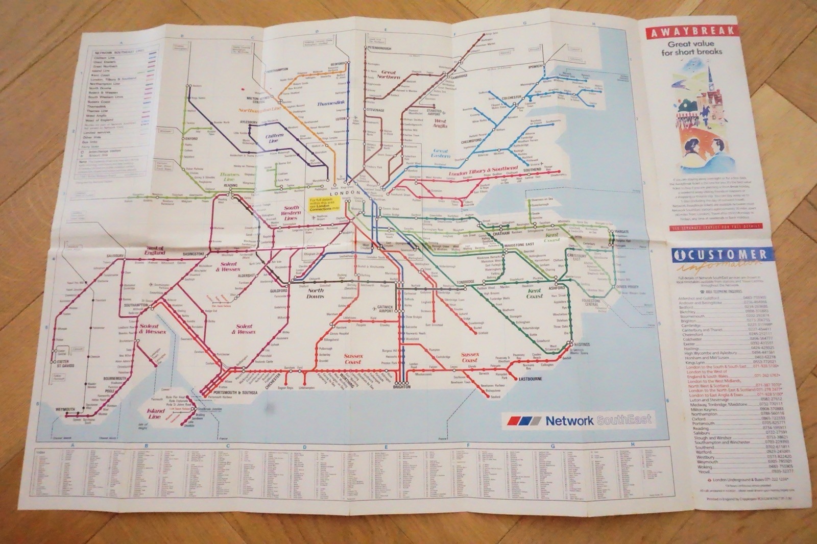1991 – 1992 NSE Network SouthEast Railway Map