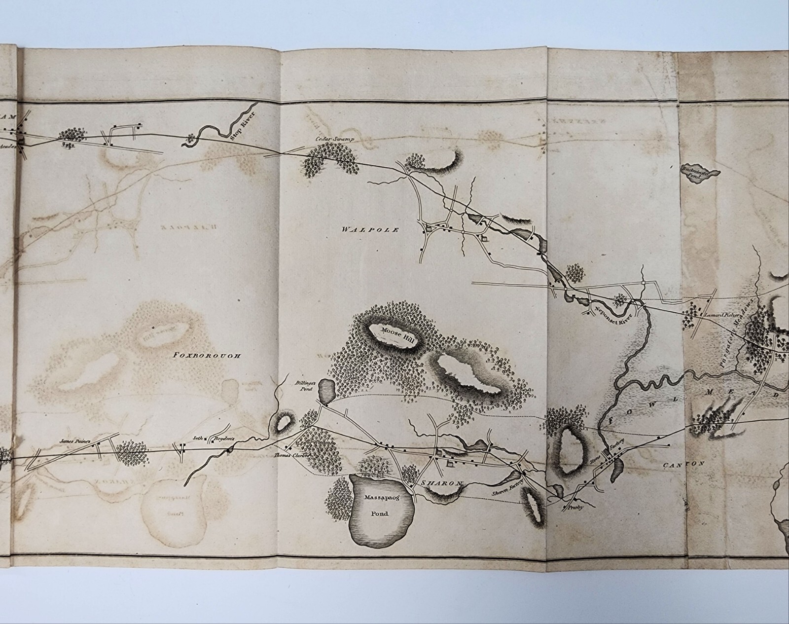 Antique 1828 Boston & Providence B&P Railroad Map Proposed Railway Route Survey