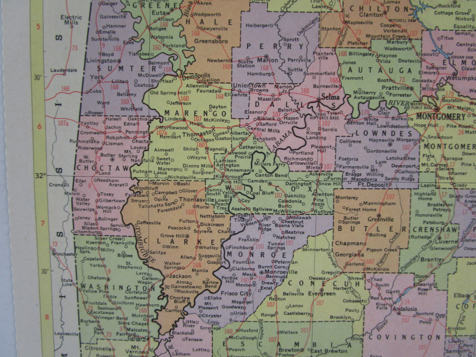 AZ AL 1959 ARIZONA Topographic RAILROAD Map APACHE RR ~or~ ALABAMA. TUSKEGEE RR