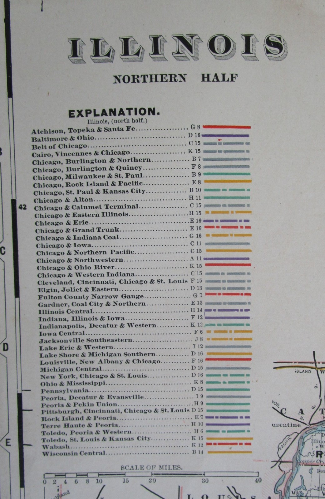 IL 1891 NORTHERN ILLINOIS Cram RAILROAD Map FULTON COUNTY NARROW GUAGE RR, LE&W