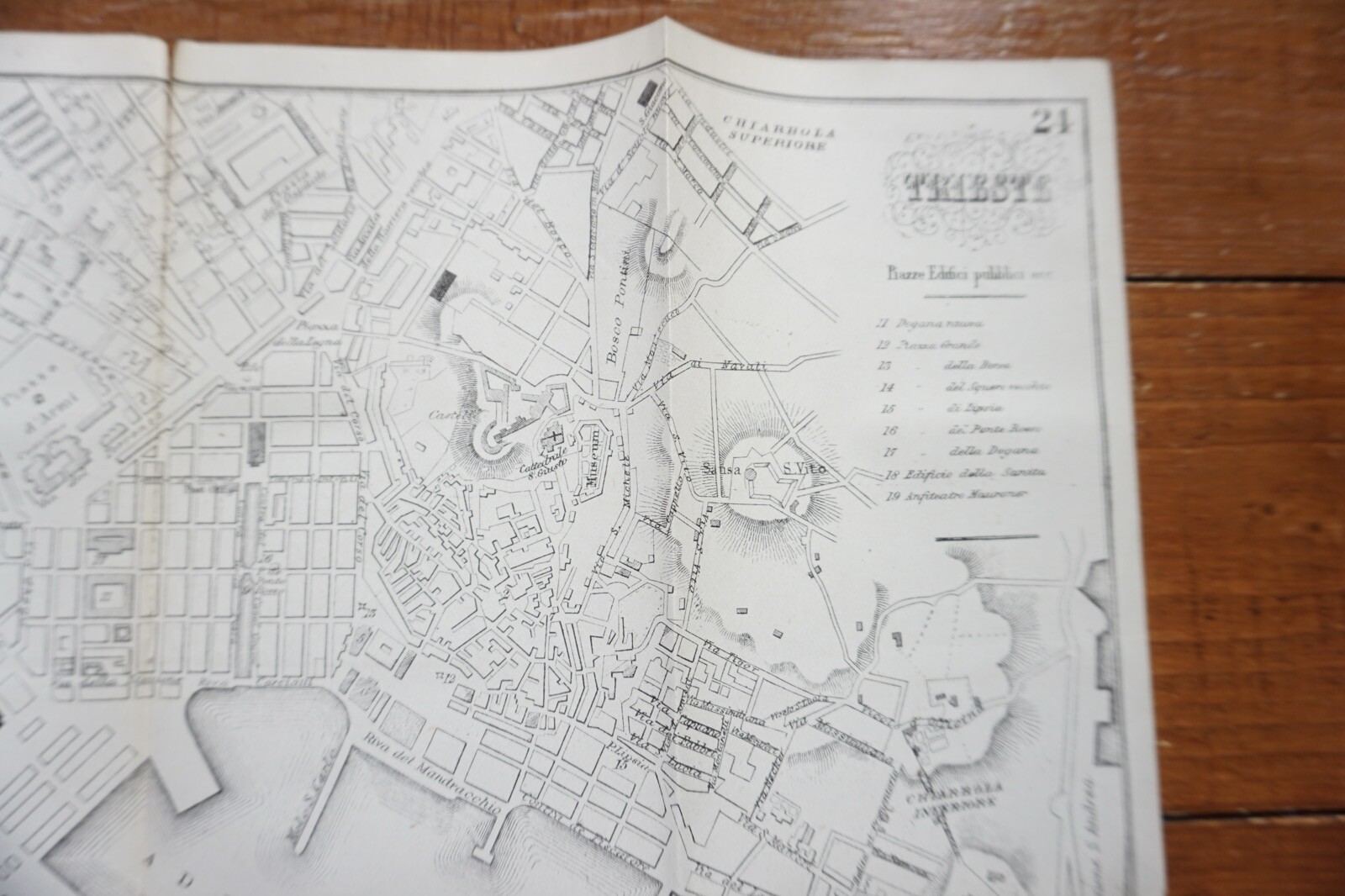 1899 Bradshaws Map of Trieste Italy Original Railway Map