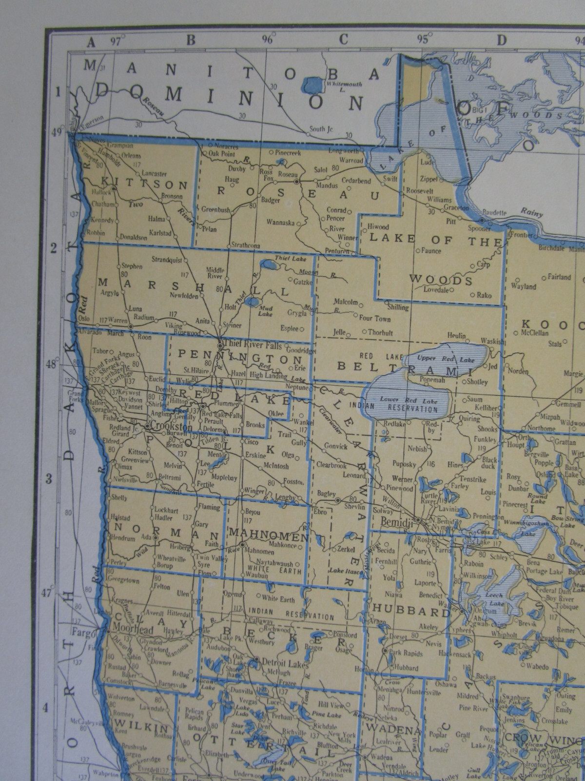 MI MN 1934 MICHIGAN RAILROAD Map ACADIA & BETSEY RIVER RR ~or~ MINNESOTA