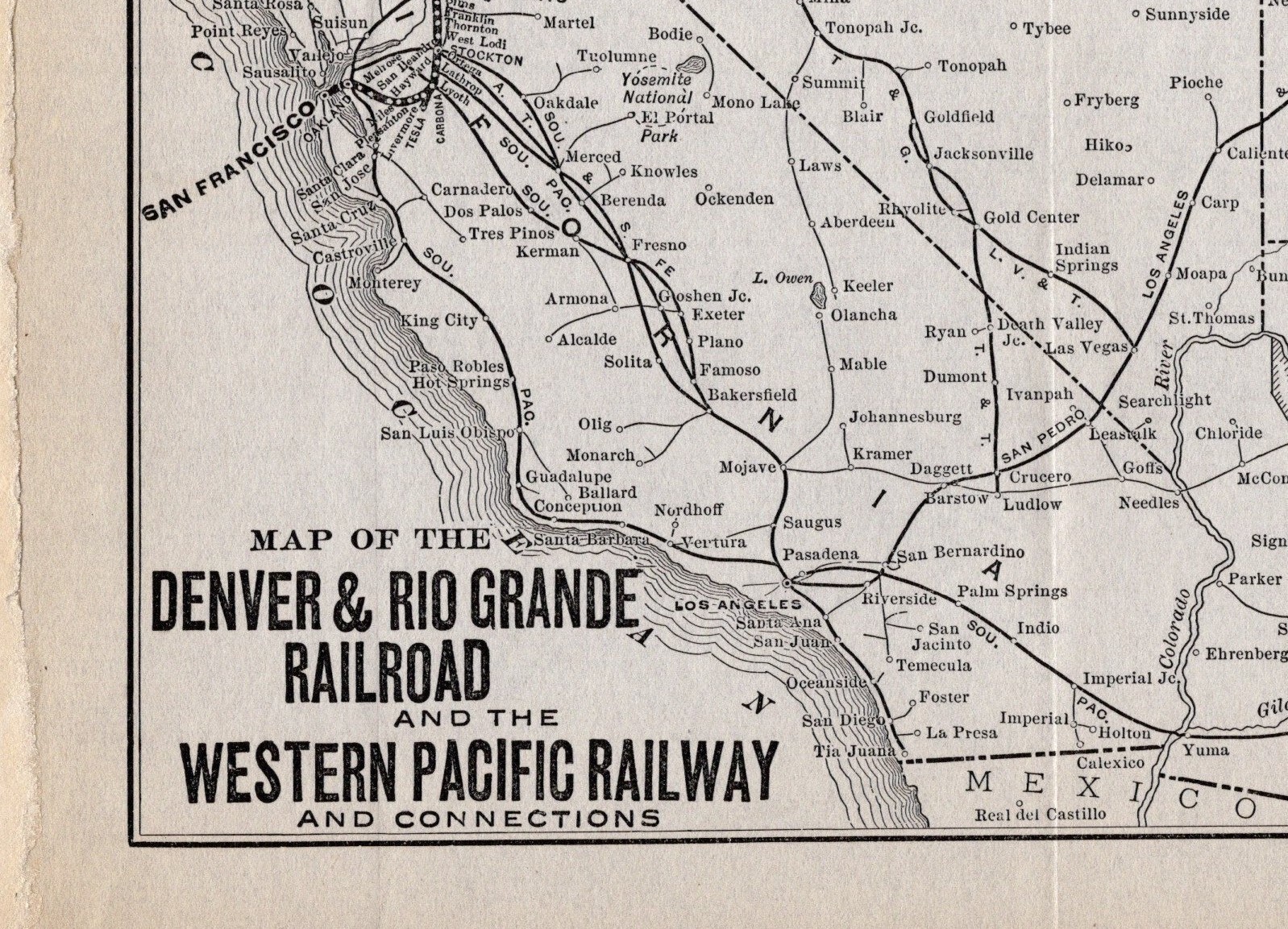 1914 Denver and Rio Grande Railroad System Map Vintage Railway Map 2344