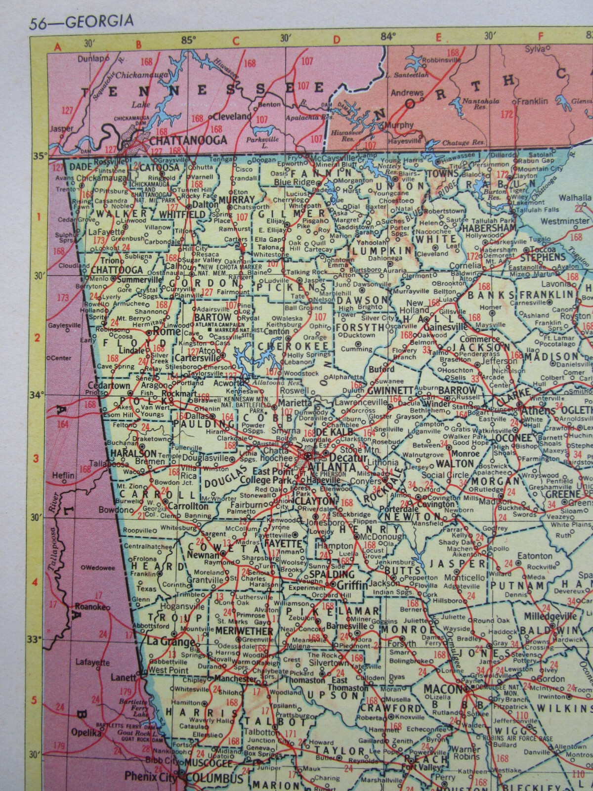 GA FL 1952 GEORGIA RAILROAD Map MILSTEAD RR; BOWDEN RR ~or~ FLORIDA.