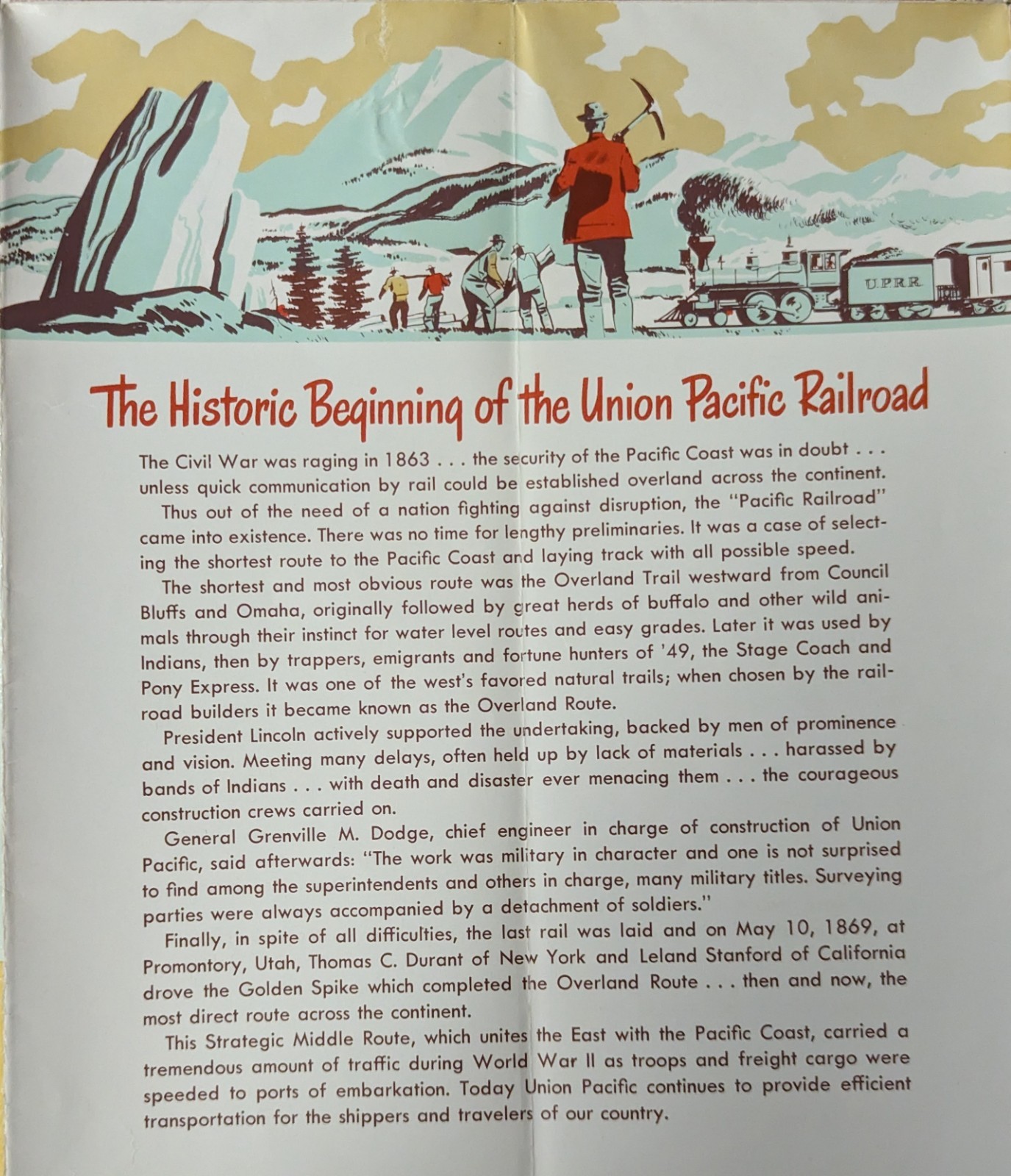 ***VINTAGE 1959 UNION PACIFIC RAILROAD U.S.A. MAP BROCHURE***