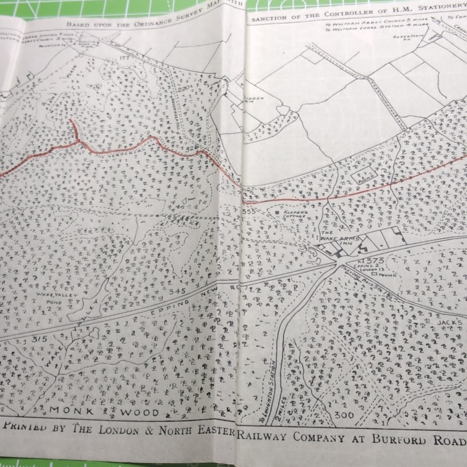 Original Vintage Epping Forest Map LNER Railway Ordnance Survey Ambresbury Banks