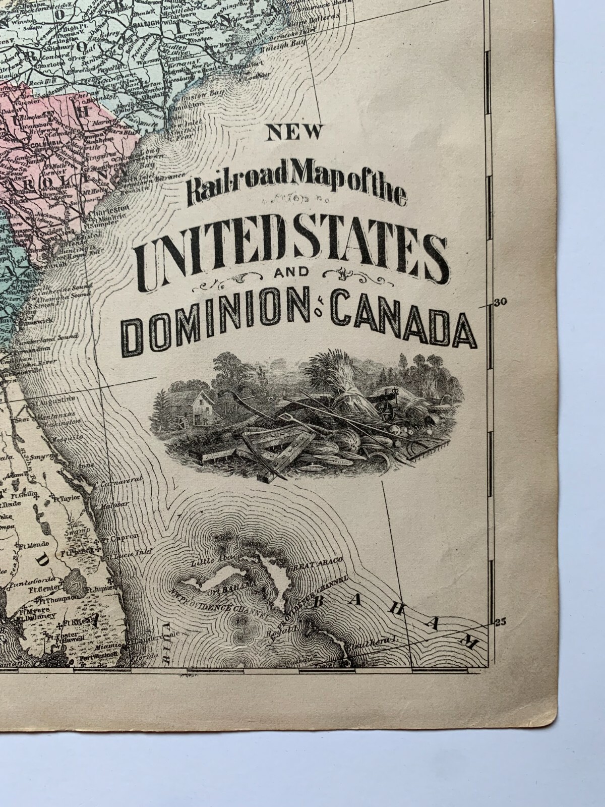 1876 original KENT CO., MI Plat Atlas pg RAILROAD MAP OF US & DOMINION OF CANADA