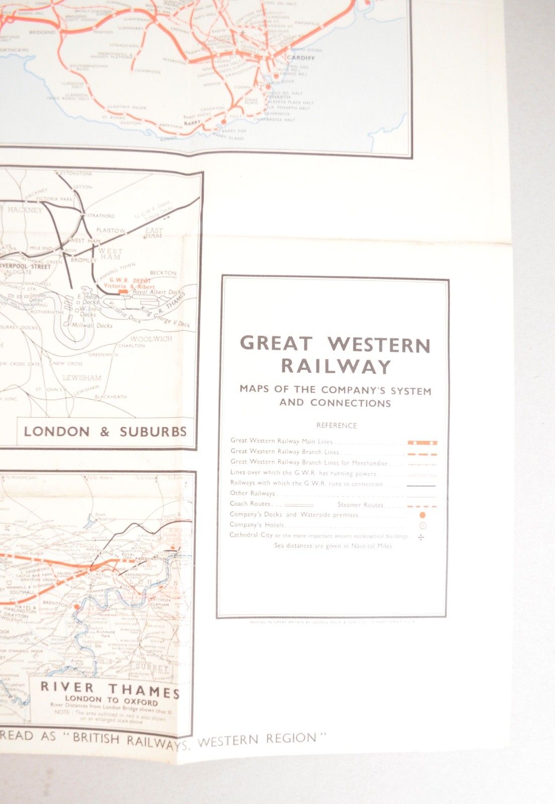 Railway Map GWR / BR Western Region George Philip & Sons 1950s