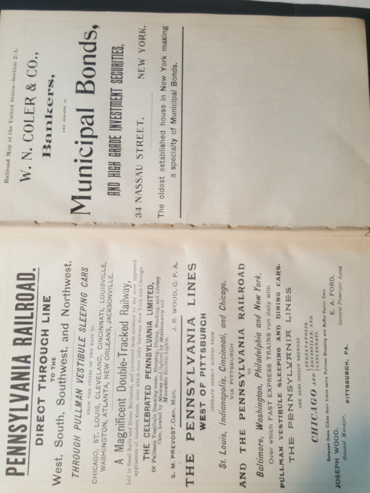 Original 1894 railroad map Drawn by American Bank Note Massachusetts CT RI 9×11″