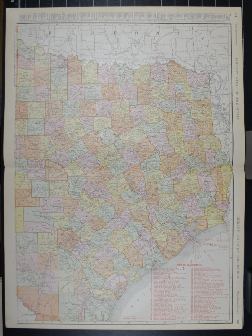 TEXAS – EAST – 1912 – RAND-McNALLY NEW COMMERCIAL ATLAS – SHOWS RAILROADS