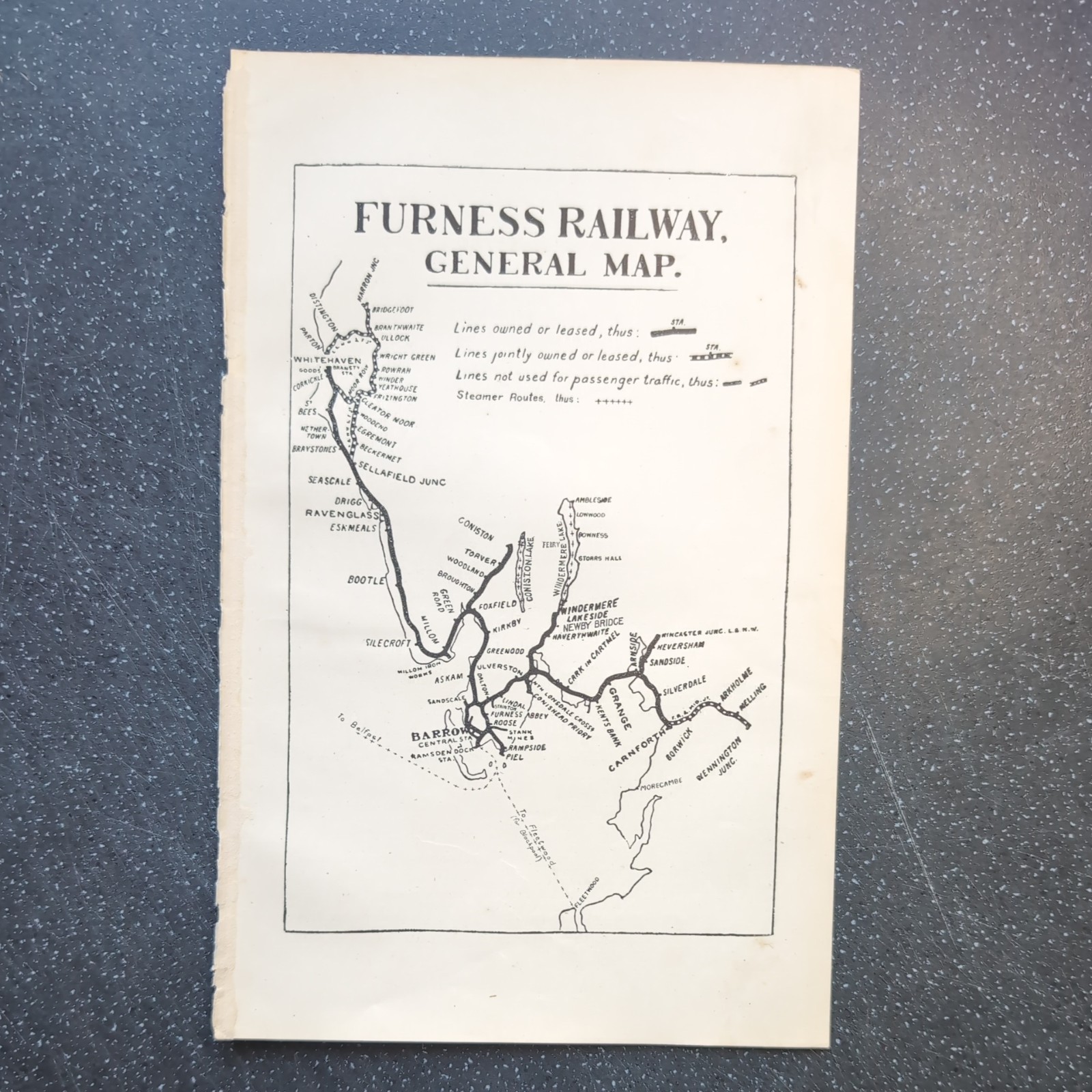 Original 1913 Of Furness Railway General Map