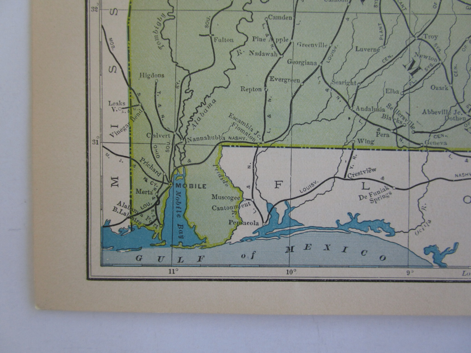 GA AL DATED 1904 Poor’s Manual Railroad Map of GEORGIA & ALABAMA. ABBEVILLE JCT
